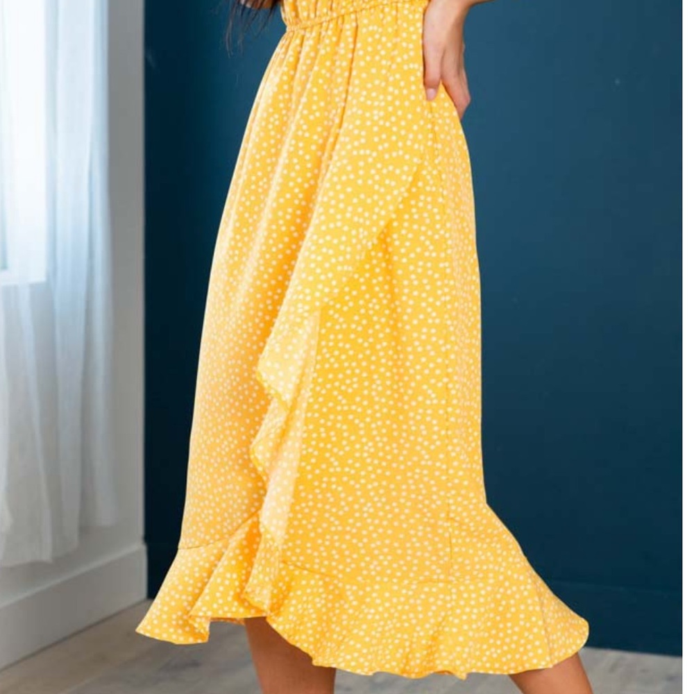 SweetSalt Polka Dot Midi Wrap Dress - Picture 4 of 11